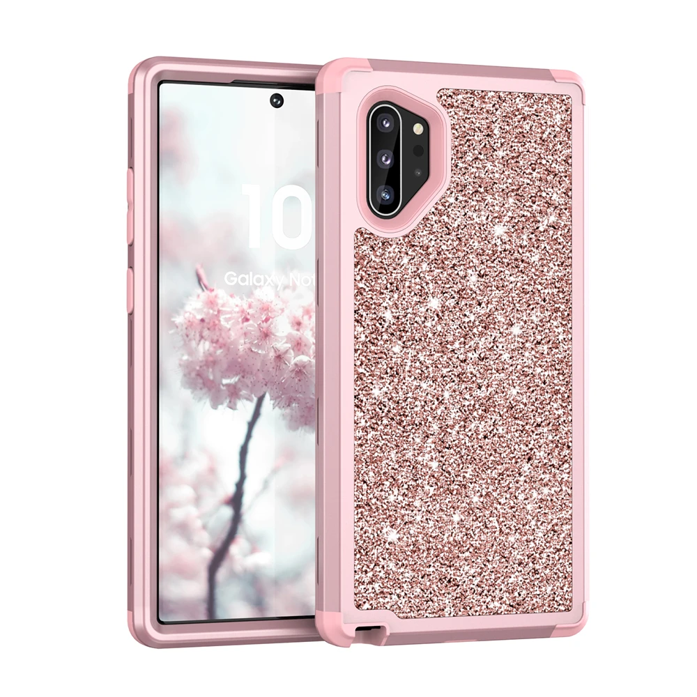 Чехол для телефона Shockproof Simple Silicone Bling Glitter Luxury для Samsung Shiny Note 10 Plus S10 S9 Slim on.