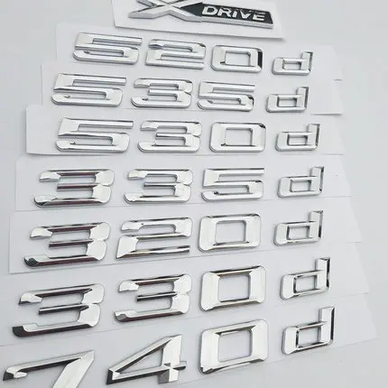 

Хромированные буквы с цифрами 3D наклейки для 520d 525d 528d 530d 535d 540d 550d Автомобильный задний бампер Эмблема багажника Наклейка Автомобильные аксе...