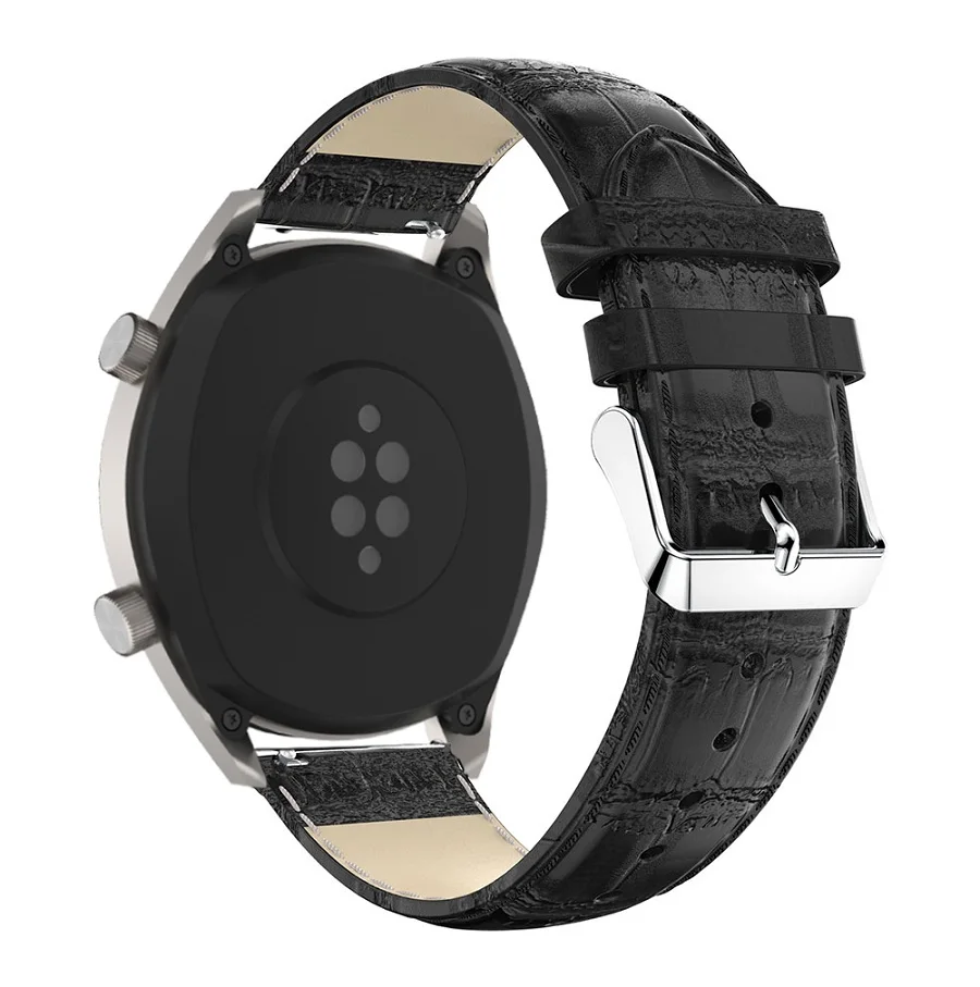 Черный Ремешок для Xiaomi Huami AMAZFIT GTR 47 мм ремешок 22 мм кожаный браслет ремешок для Galaxy Watch 46 мм/gear S3 Frontier Correa - Цвет: Черный