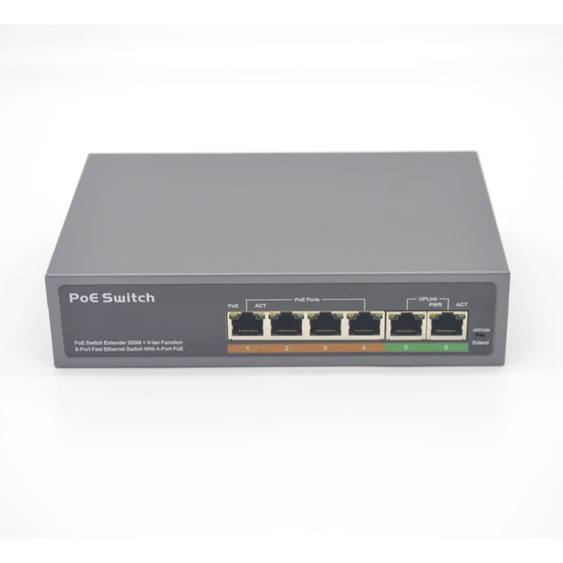 PSE604EX V2.0 Стандартный 48 в 4 + 2 порта Смарт Poe переключатель камеры POE сетевой
