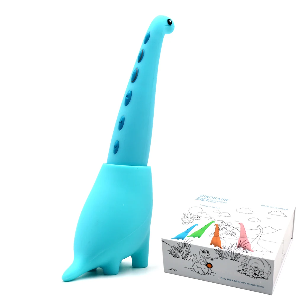 Blue standard set lihuachen 3D Pen for Kids Dinosaur STEM Toys 3D Printing Pen Mini Printer Drawing Painting Art Set with 2 Speeds Safe Sleep Mode - Цвет: Blue standard set