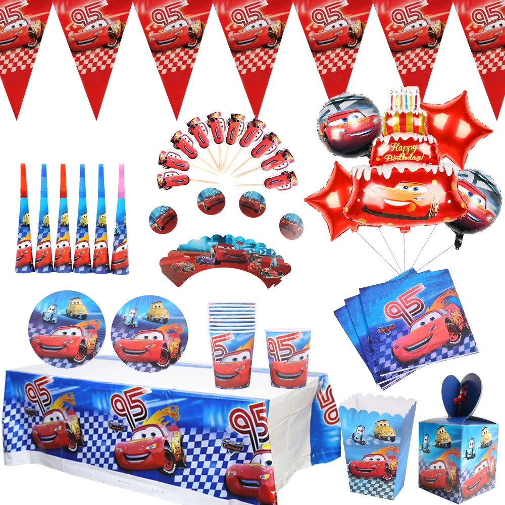 Набор одноразовой посуды с мультяшными машинами молнией Маккуин из гоночной