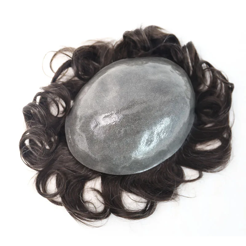 Парик мужские человеческие волосы естественный вид 100% европейские парик PU