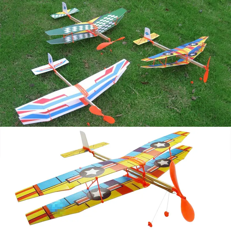 Игрушки для детей Резиновая лента планер летающий самолет модель самолета