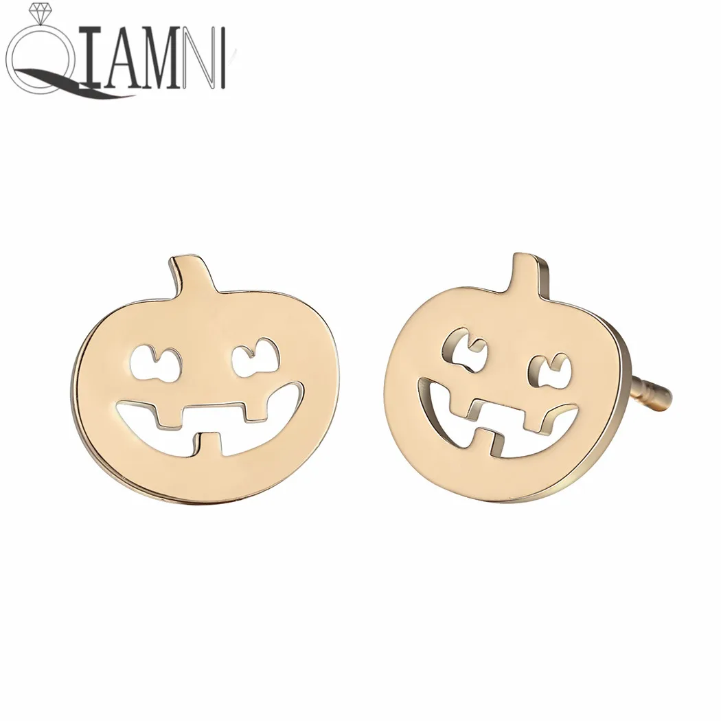 Милые серьги гвоздики QIAMNI с Тыквой и призраком забавные детские на день рождения