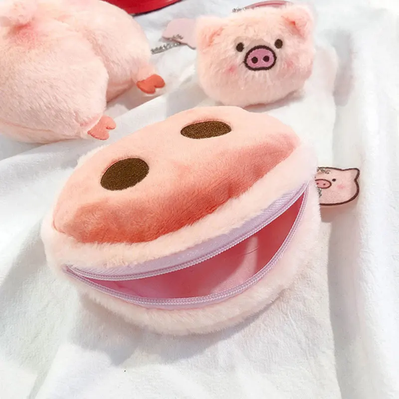 

Lovely Pig Coin Purse Mini Plush Wallet Child Adult Soft Key Holder Money Change Pouch Bag Cute Cartoon Animal Clutch Bags 2021