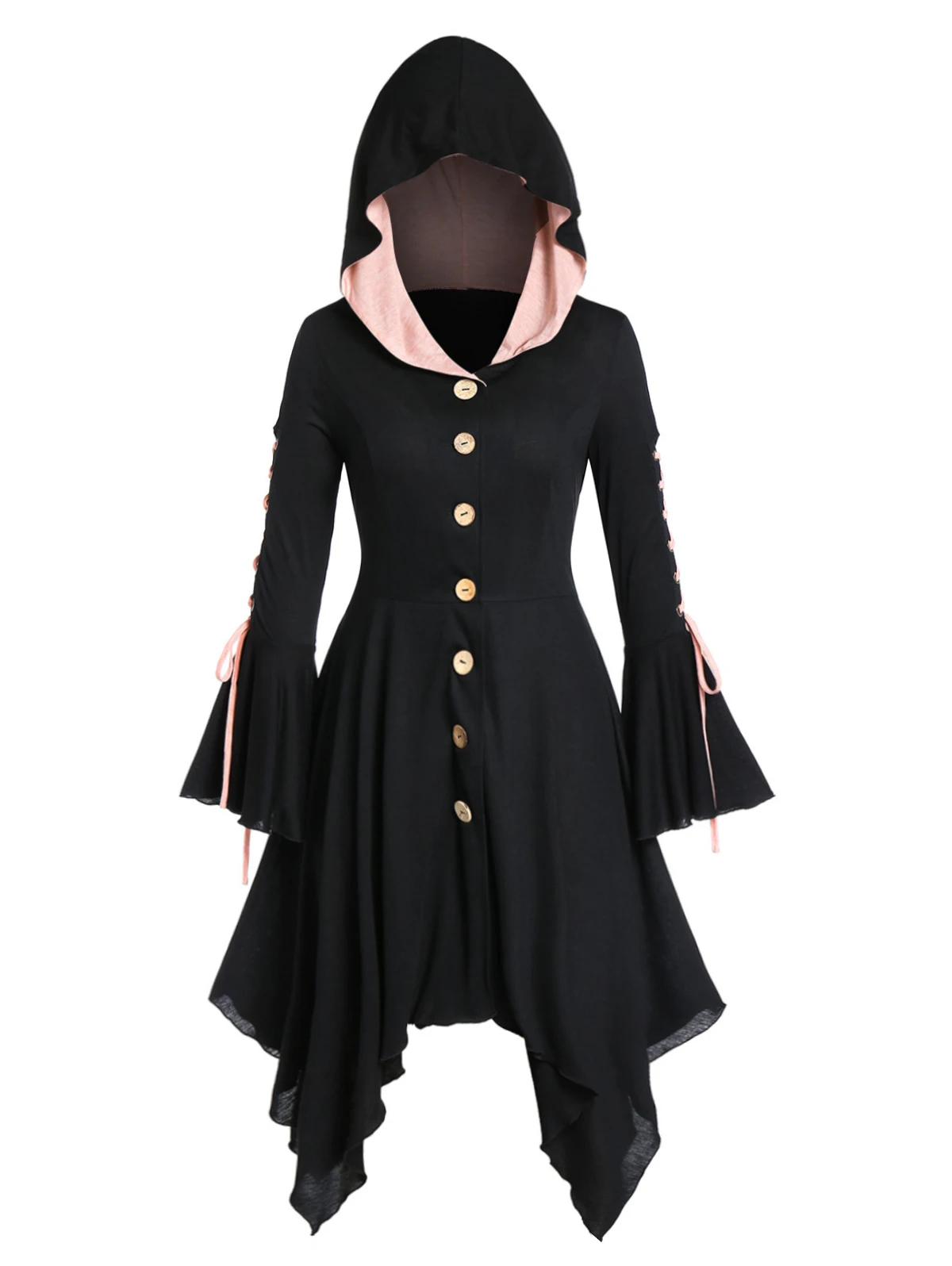 ROSEGAL большой размер с капюшоном пальто на шнуровке для Хэллоуина плиссированное