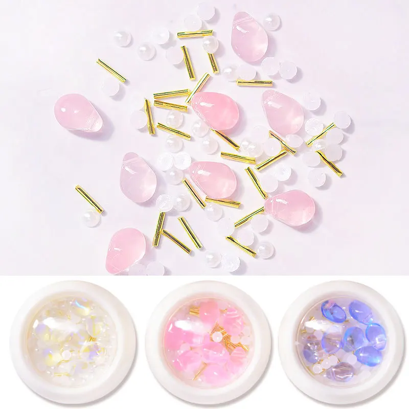 

3D Rhinestones Nail Art Decorations Crystal Gems Stones Jewelry Gold AB Color Mixed Japanese Manicure DIY Charm Nail Accessories