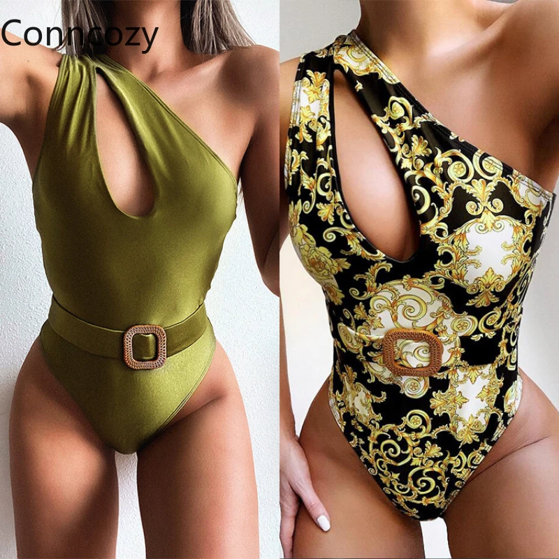 

2021 Bikini One-piece Swimsuit New Hollow One-shoulder Bikini One-piece Swimsuit Swimming Suit for Women Sexy Bathing Suit Women