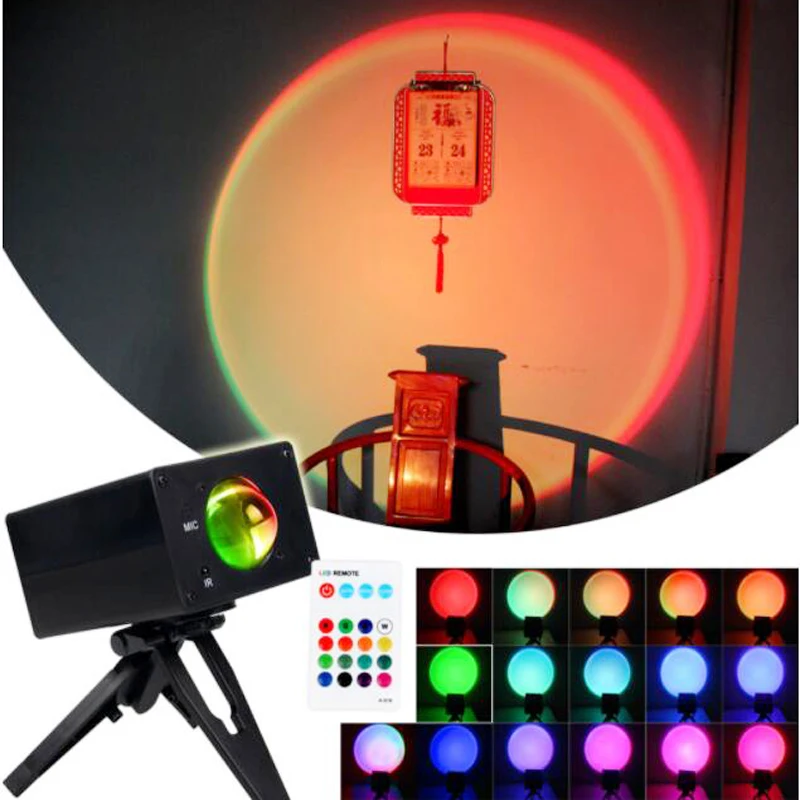 

16 Coloful Led Night Light USB Rainbow Sunset Red Projector Atmosphere Lamp For Home Background Wall Decoration Colorful Lamp