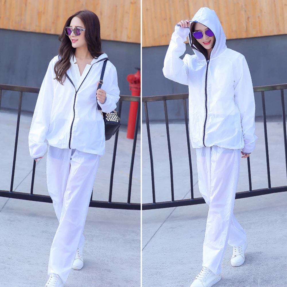 Hooded Split Raincoat Rain Pants Suit Adults Waterproof PVC Outdoor Sports Motorcycle Riding Climbing Rainwear Jacket | Дом и сад