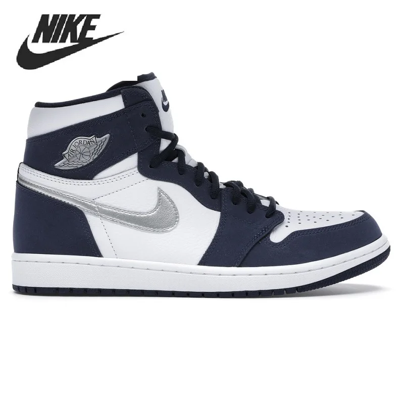 

Nike baskets de sport rtro, air jordan 1, couleur bleue, blanche, unisexe, 36-47, nouvelle collection