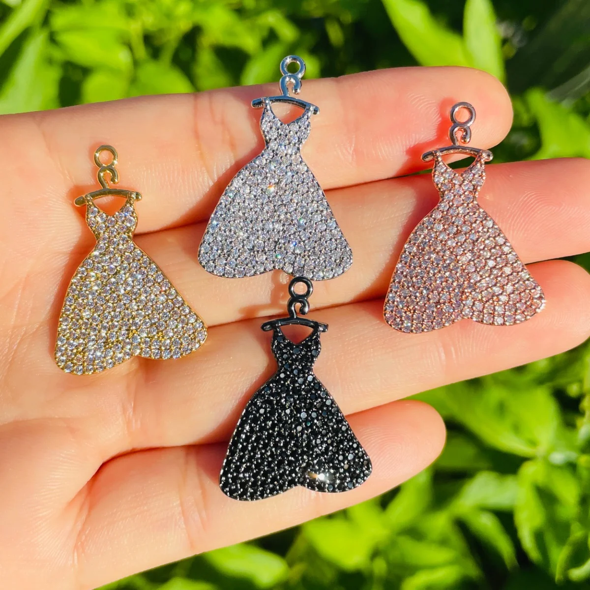 

5pcs Micro Pave Dress Charm for Women Bracelet Necklace Making Exquisite Pendant for Handmade Jewelry Accessory Wholesale