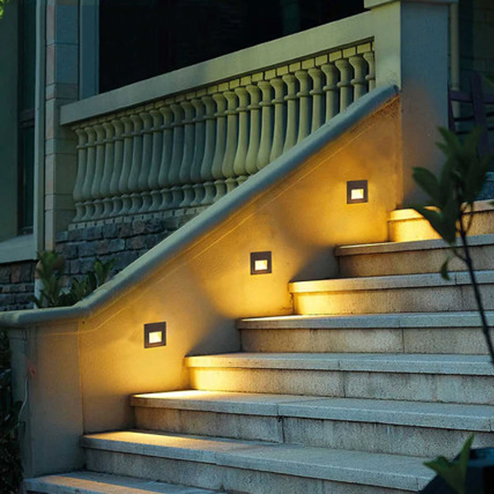 

3W Recessed Led Stair Light 85-265V Indoor Outdoor Corner Wall lights Step Decoration Lamp Hallway staircase Lamps Dropshipping