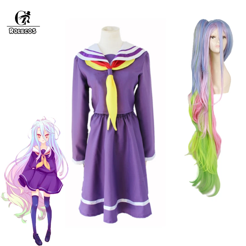 Rolecos платье без игры нет жизни Косплей Широ косплей костюм внутренний квадратный