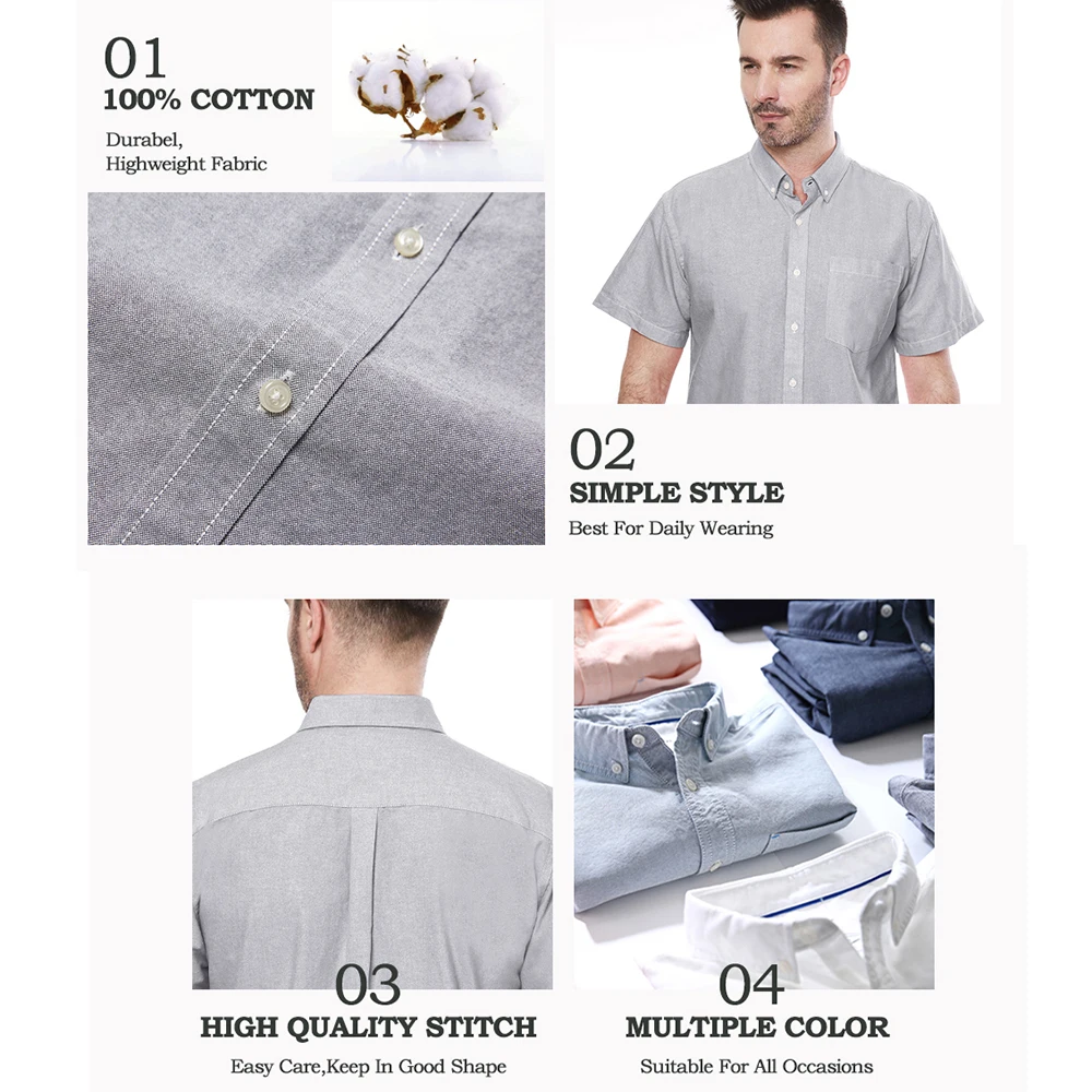 Мужская Повседневная рубашка из ткани Оксфорд однотонная Удобная классическая