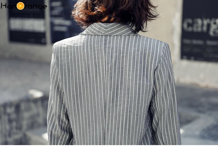 Женский Длинный блейзер с отложным воротником без пуговиц из хлопка и льна в