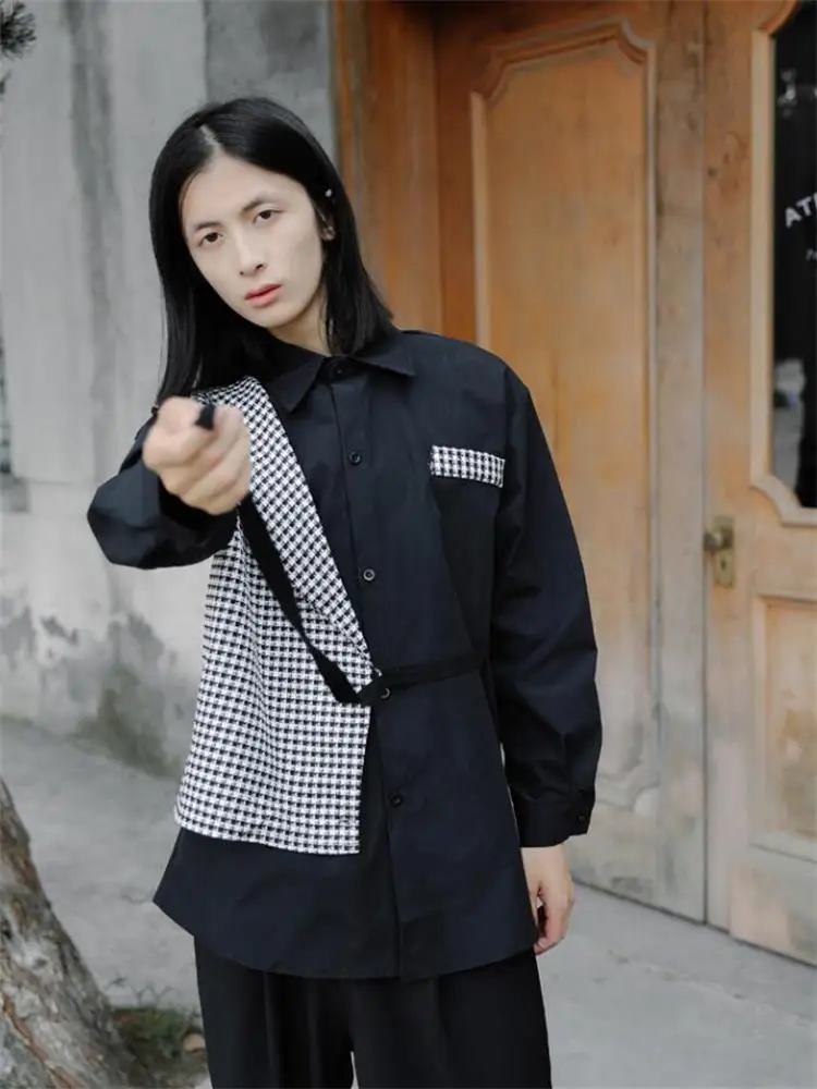 Men's Long-Sleeve Shirt Spring And Autumn New Holiday Two Korean Version Of The Lace Fashion Casual Large Size Shirt