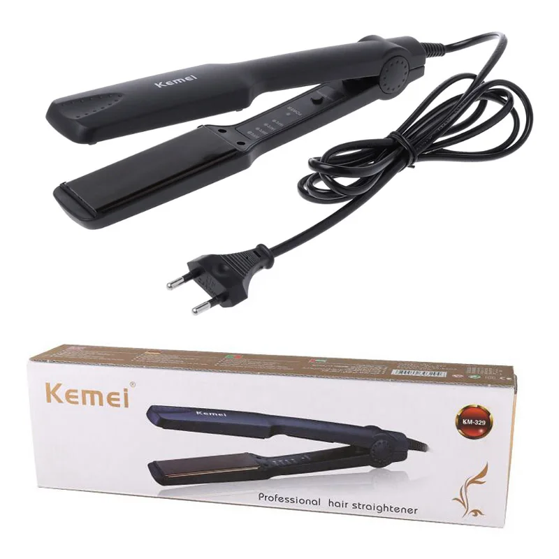 

US/EU KEMEI KM-329 Professional Hair Straightener Styling Tool Tourmaline Ceramic Heating Plate Fast Warm-up Thermal Performance