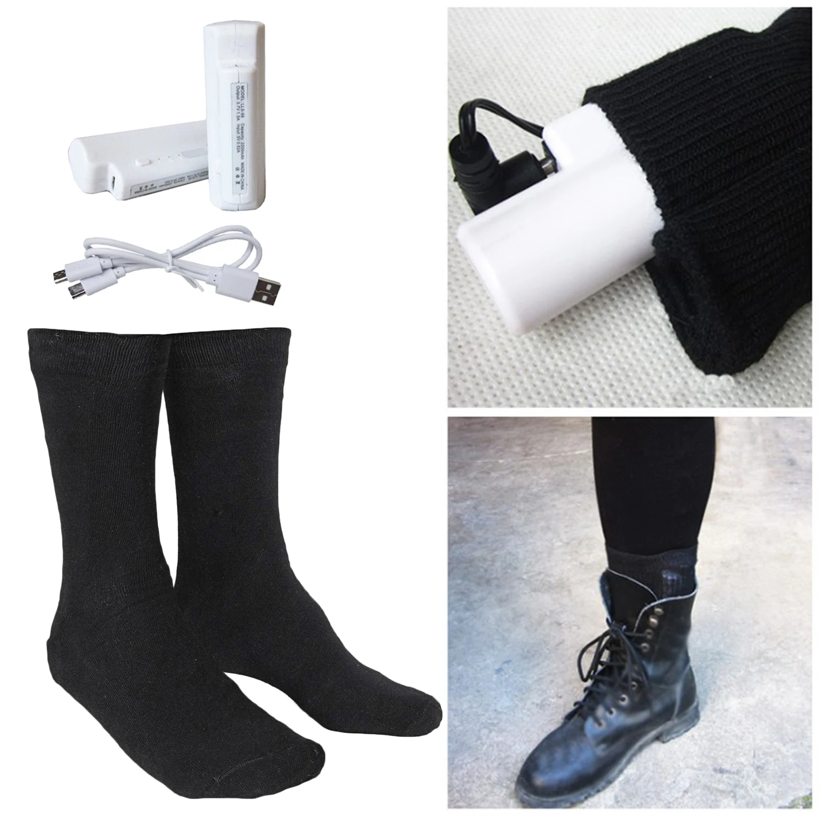 

Winter Heated Socks Rechargeable 3-Level Foot Warmer Cotton Skiing Hunting Socks