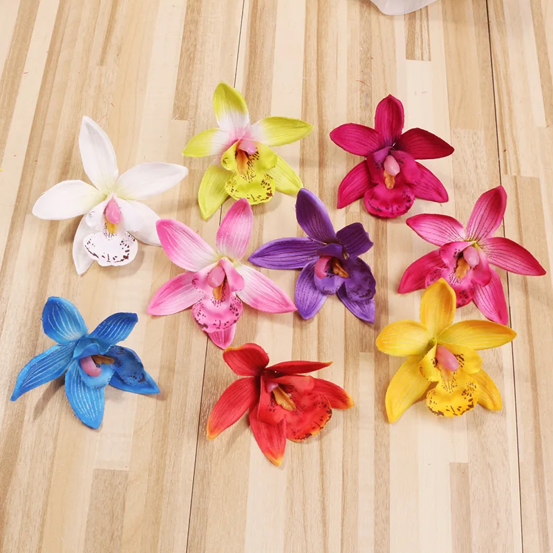 10PCS/LOT 8.5cm Silk Orchid Artificial Flower Head For Wedding Home Decoration Real Touch Orchis Cymbidium Flowers Plants | Дом и сад