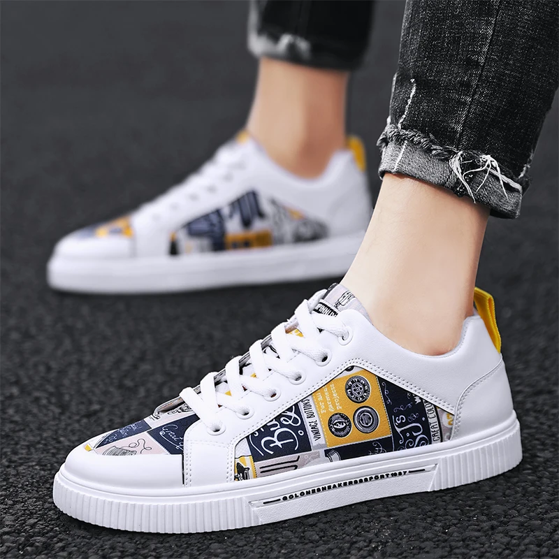 

New Men's Vulcanized Shoes Flat Shoes Casual Shoes Graffiti Skates Comfortable Fashion Trend Outdoor Sports Men's Shoes