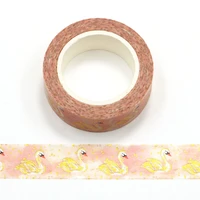 1pc 15mm10m foil pink swan decorative washi tape scrapbooking masking tape school office supply washi tape