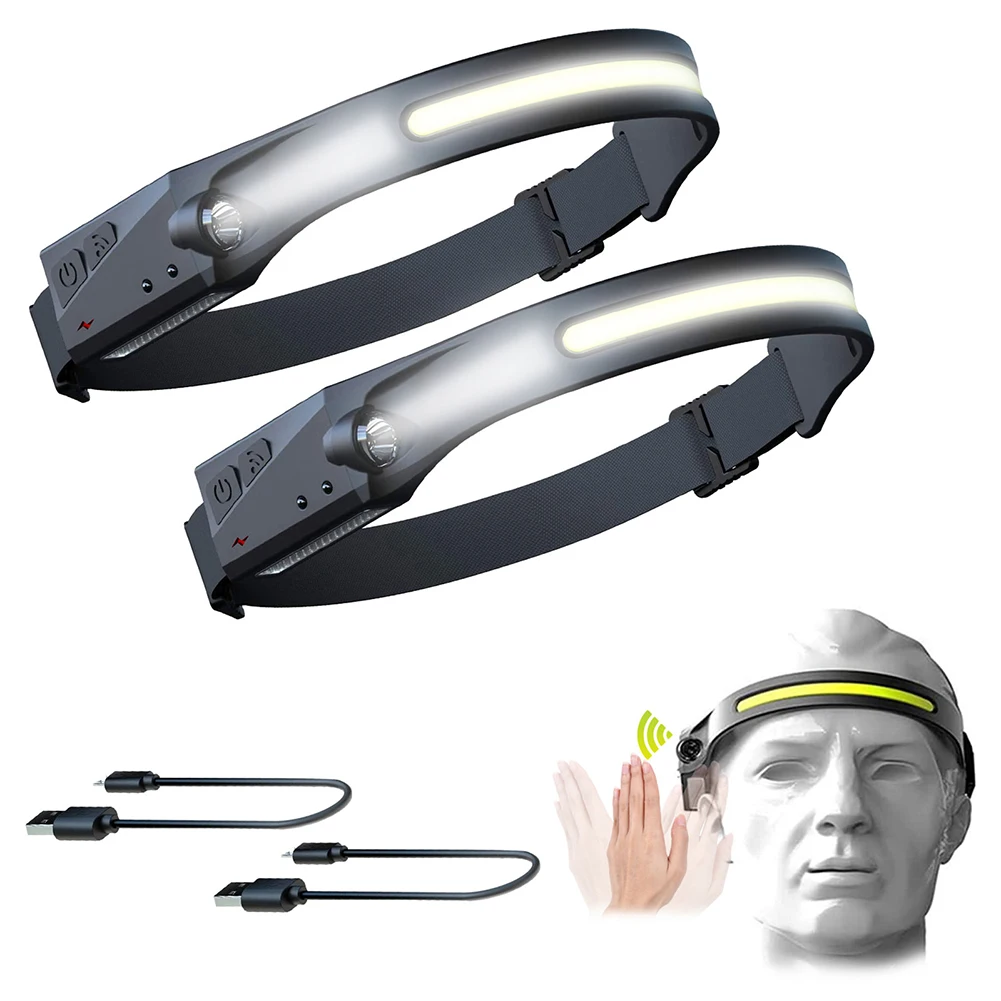 

Фонарь налобный светодиодный с датчиком и зарядкой от USB, 5 режимов