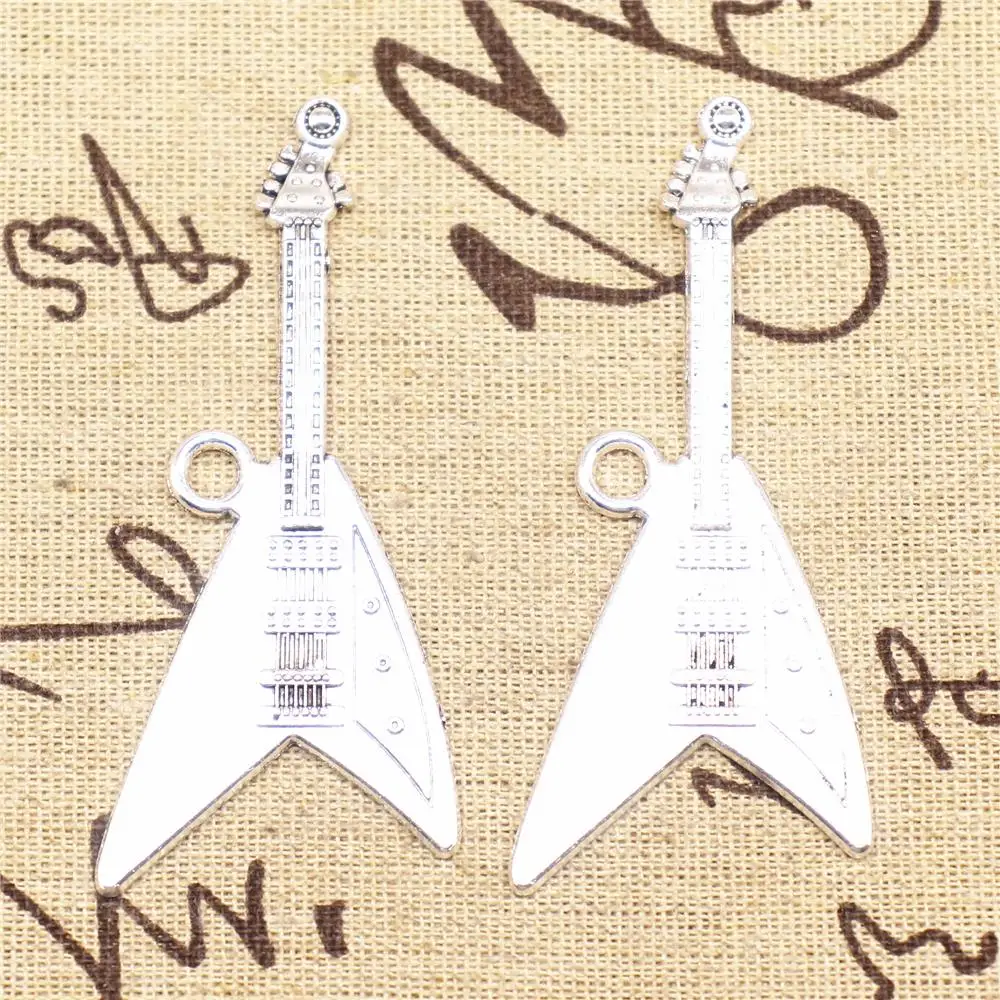 

Pendants Jewelry Making 2pcs 77x32mm Antique Silver Color Electric Guitar Pendants