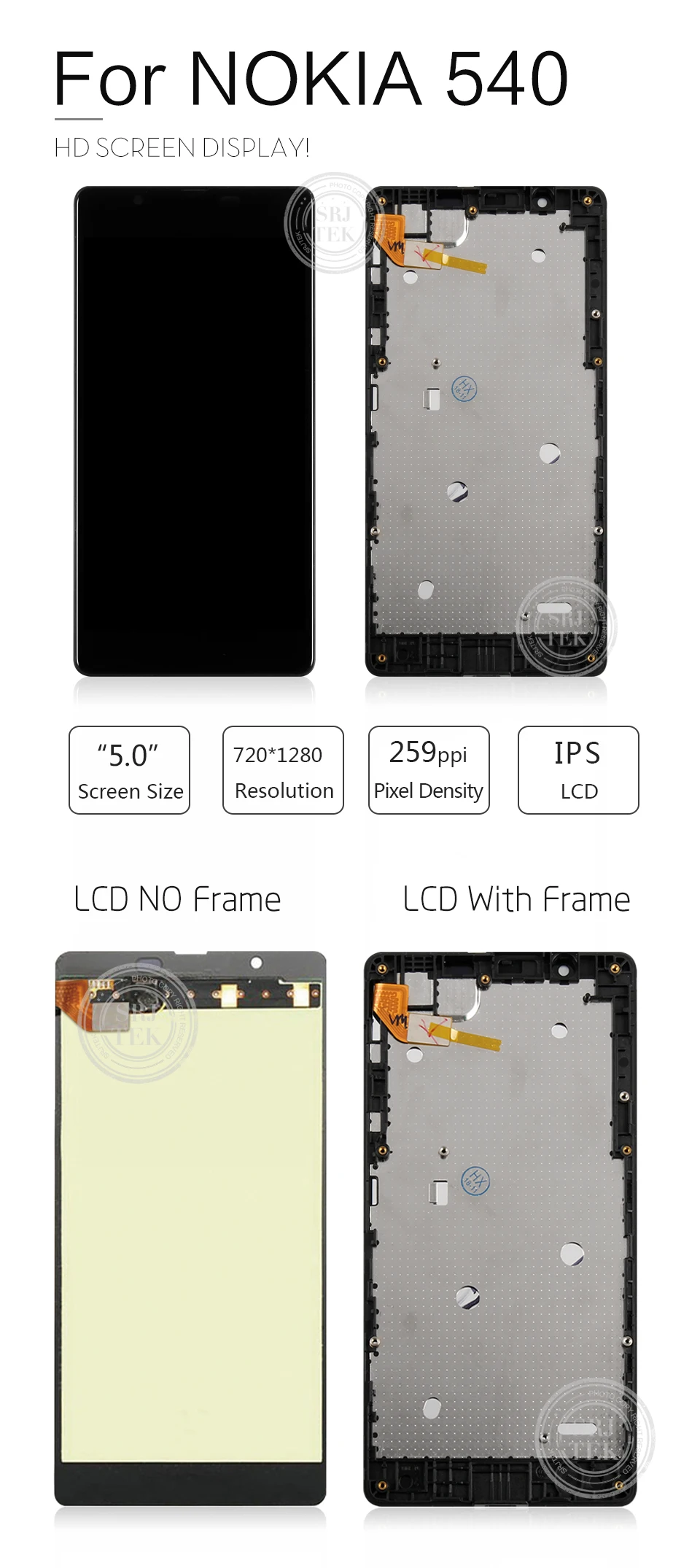 5," 1280x720 ips ЖК-дисплей для NOKIA microsoft Lumia 540 ЖК-дисплей сенсорный экран дигитайзер с рамкой Замена RM-1141