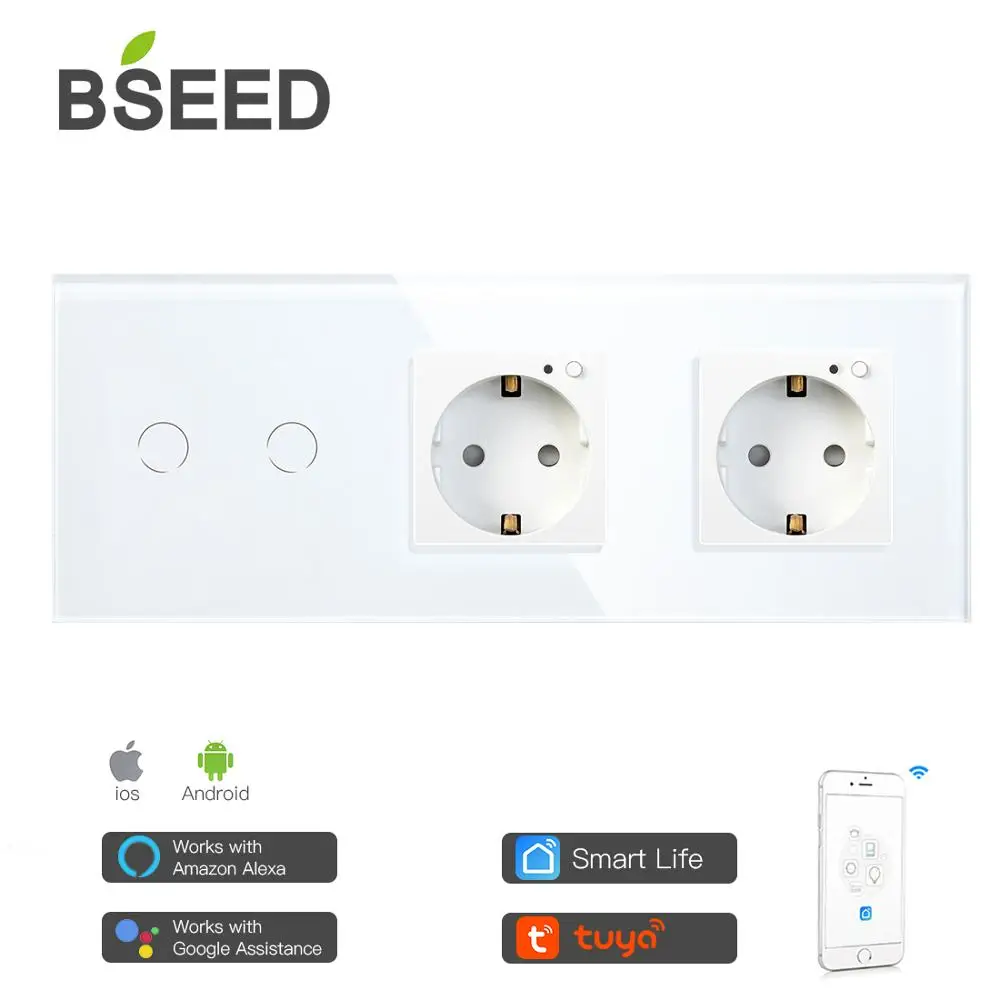 BSEED двойной WiFi ЕС розетки 2 банды переключатель с белый черный Gloden кристалл