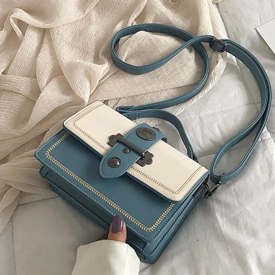

Retro Fashion Elegant Female Square Bag Tote Bag 2021New High Quality PU Leather Women's Designer Handbag Shoulder Messenger Bag