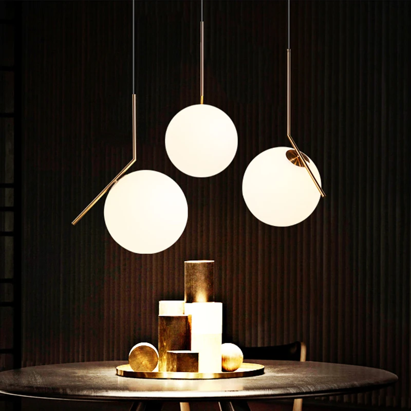 

20cm Modern Glass Ball Pendant Light Fixture Round Iron luminaire Metal Lamp Designer Glass Luster