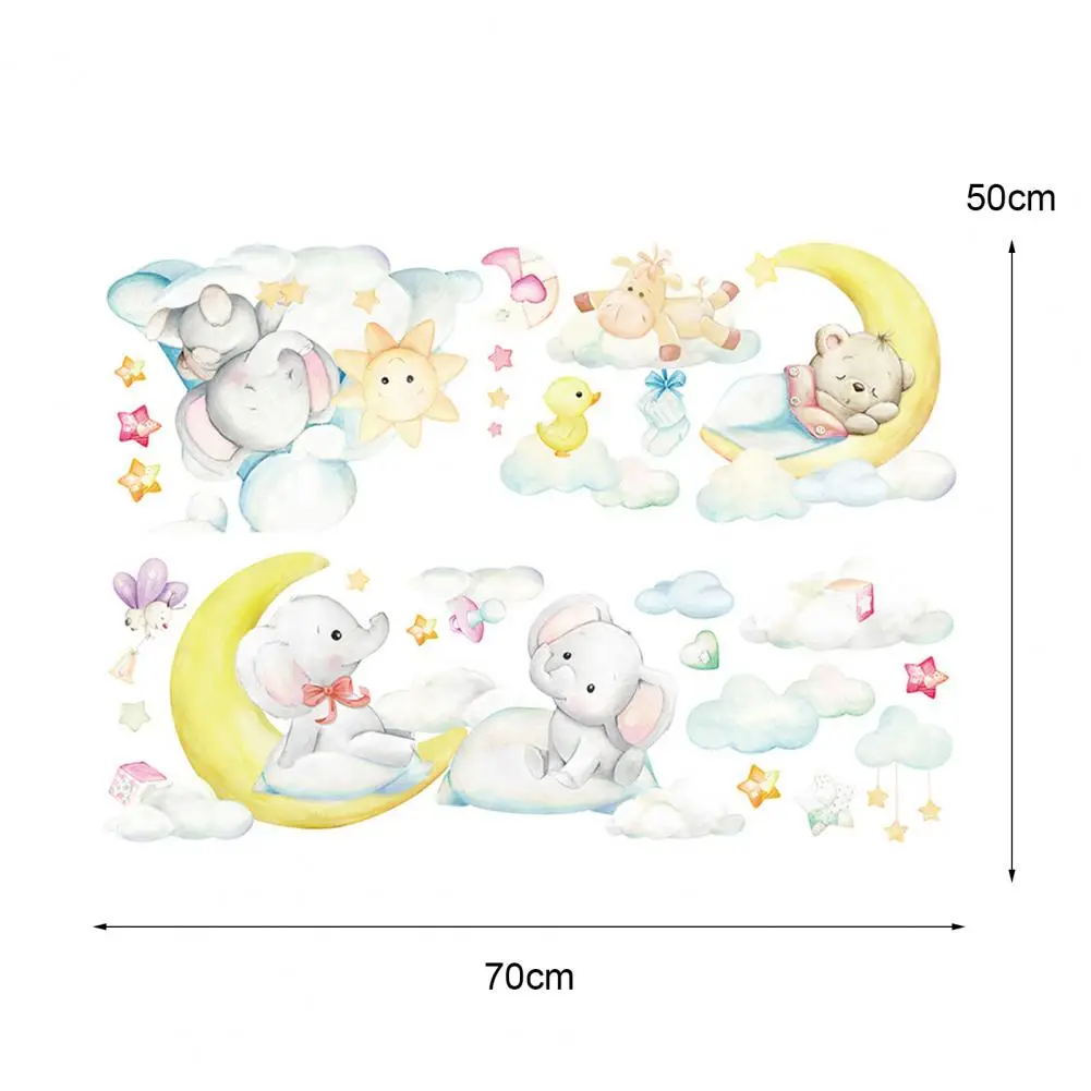 

Cute Cartoon Moon Baby Elephant Bear Wall Sticker Children Room Decoration for Home