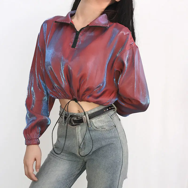 

Женская Осенняя толстовка с капюшоном, с открытым пупком