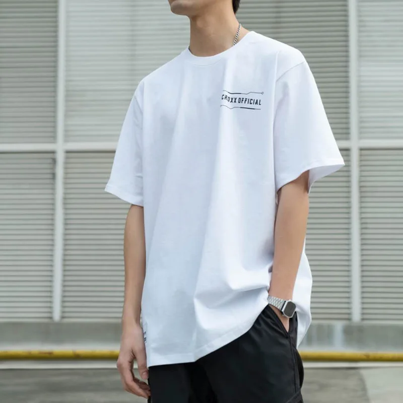 Мужская хлопковая футболка CROXX Techwear черная в стиле хип-хоп панк - купить по