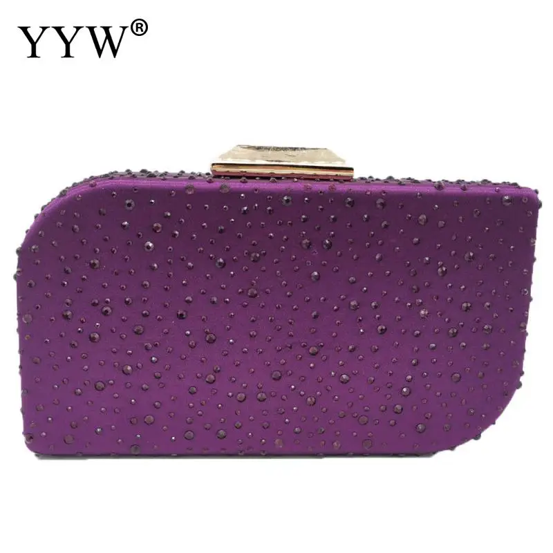 purple YYW, зеленый, железный клатч, элегантная блестящая женская вечерняя сумочка с кристаллами, Свадебные вечерние клатчи, сумочка невесты - Цвет: purple