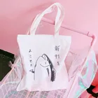 Японская Большая вместительная холщовая Женская милая белая рыбка в стиле Харадзюку ольччан мультяшная Повседневная модная забавная сумка через плечо
