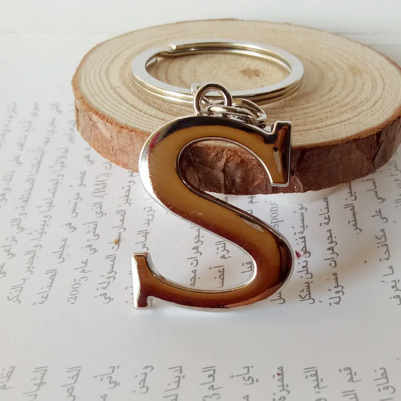 Сделай сам, A-Z, буквы, брелок для ключей, для автомобиля, для мужчин, серебряный металлический брелок, кольцо для женщин, автомобильный брелок, простая буква, имя, брелок для ключей, вечерние, подарок 2221