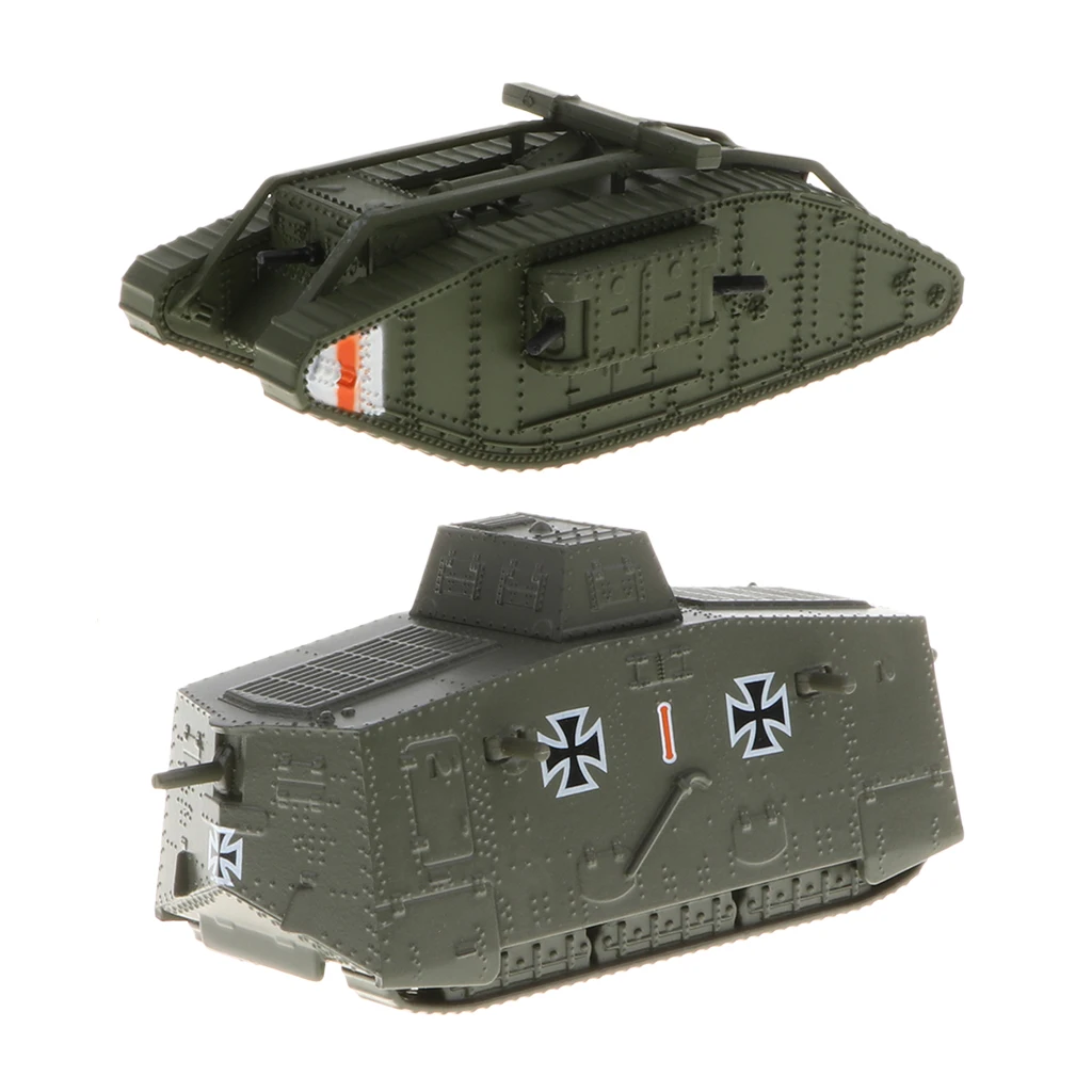 2pcs 1/100 WWI немецкий A7V Panzer Tank и Британия MK.IV женская модель танка игрушка| |