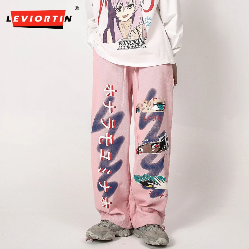 

Hip Hop Mens Sweatpants Streetwear Graffiti Japanese Kanji Anime Print Joggers Pants Harajuku Cotton Trousers Track Pants