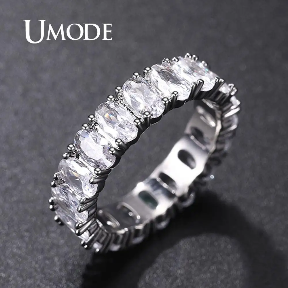 

UMODE Eternity Rings for Women Luxury Wedding Bands Cubic Zirconia Femme Girls Couples Gift Fashion Jewelry UR0580A
