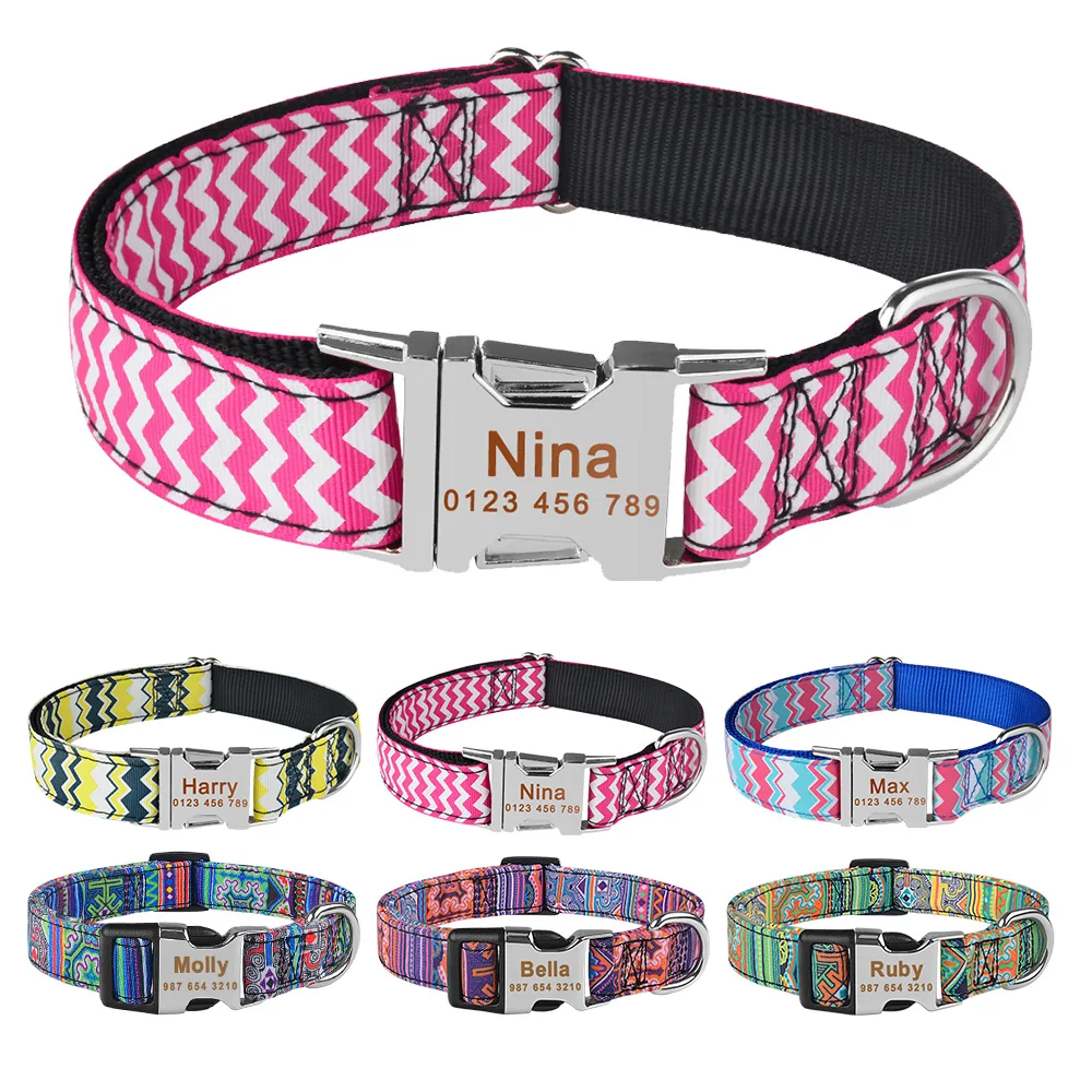 Модная нейлоновая именная табличка на заказ бесплатный ошейник для собаки