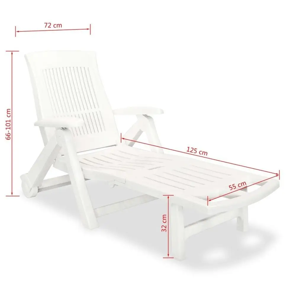 

AU Warehouse Furniture Sun Lounger with Footrest Plastic White