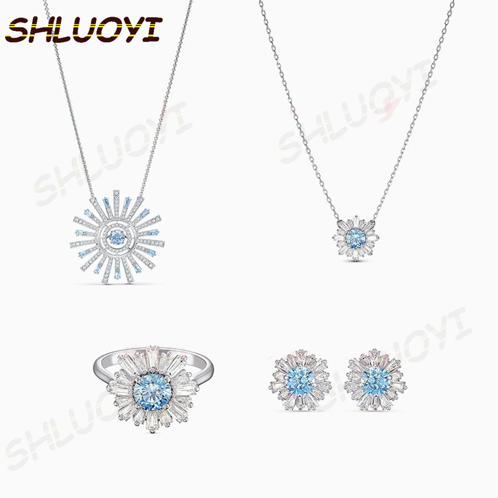 

Fashion jewelry SWA exquisite charm new sunshine sun flower dancing crystal women Necklace romantic gift