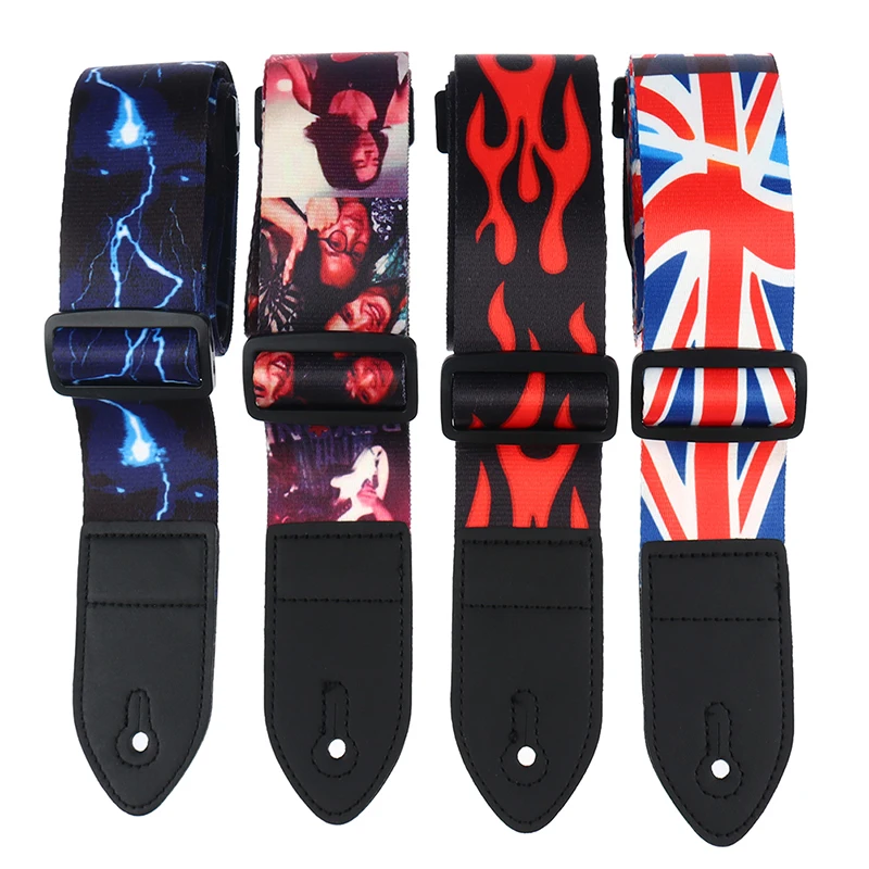 nylon gitarre strap für akustische elektrische gitarre und bass multi farbe gitarre gürtel einstellbare bunte druck nylon straps free global