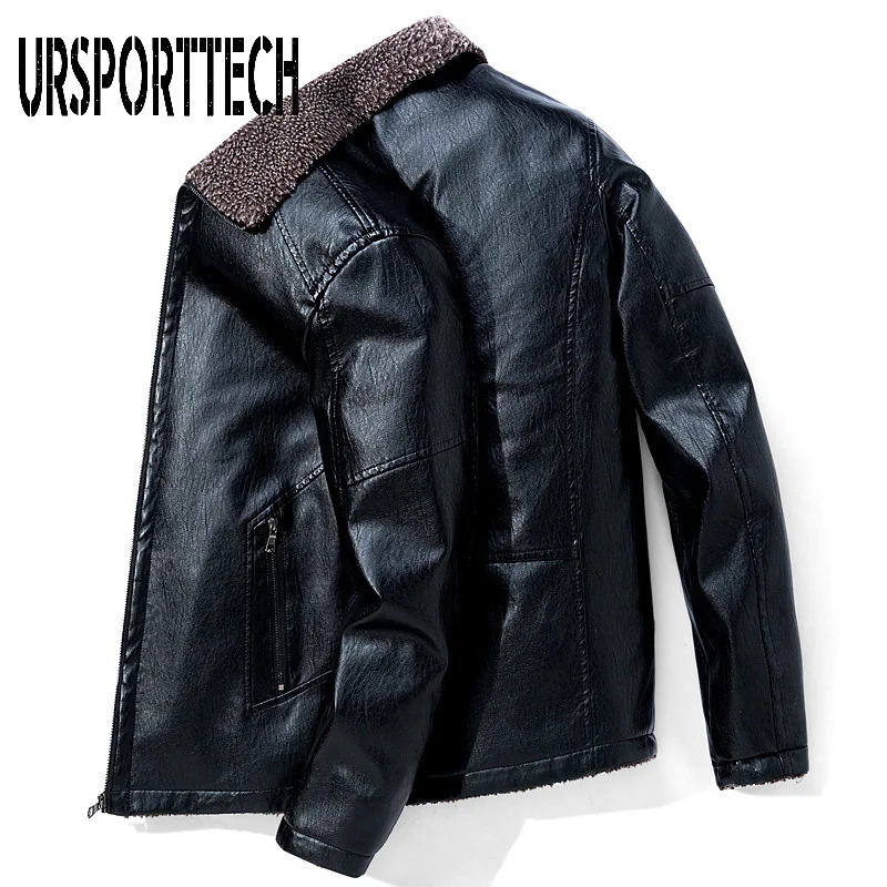 Мужская длинная куртка из ПУ кожи с искусственным мехом размеры до 7xl|Куртки
