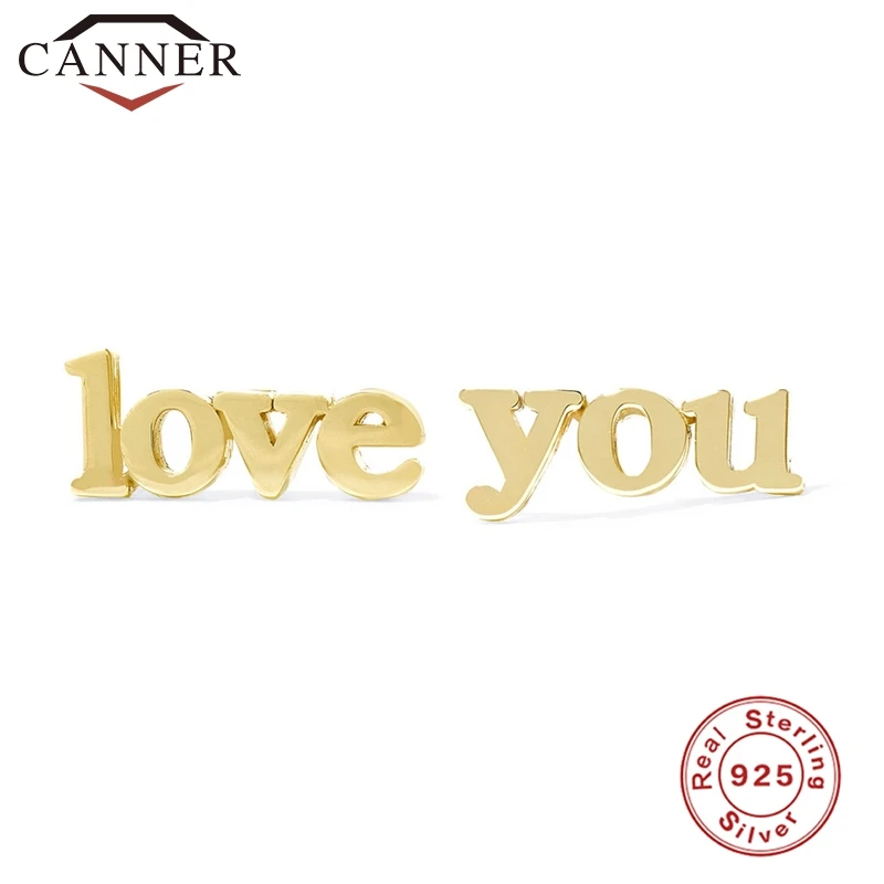 925 sterling silver "love you "English Alphabet Stud Earrings For Women Gold Fashion Party Jewelry Best Gift for Lover | Украшения