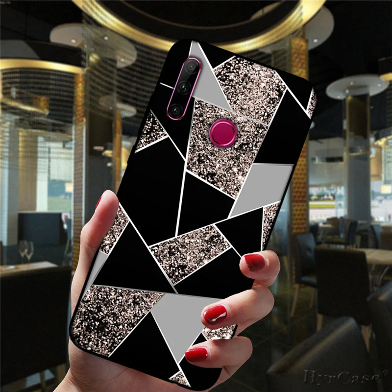 Marble Geometric Art Black Phone Case For Huawei Honor 10i 20i 30i 9 10 20 30 10X Lite Pro 9X 8X 8C Soft Silicone Cover huawei waterproof phone case