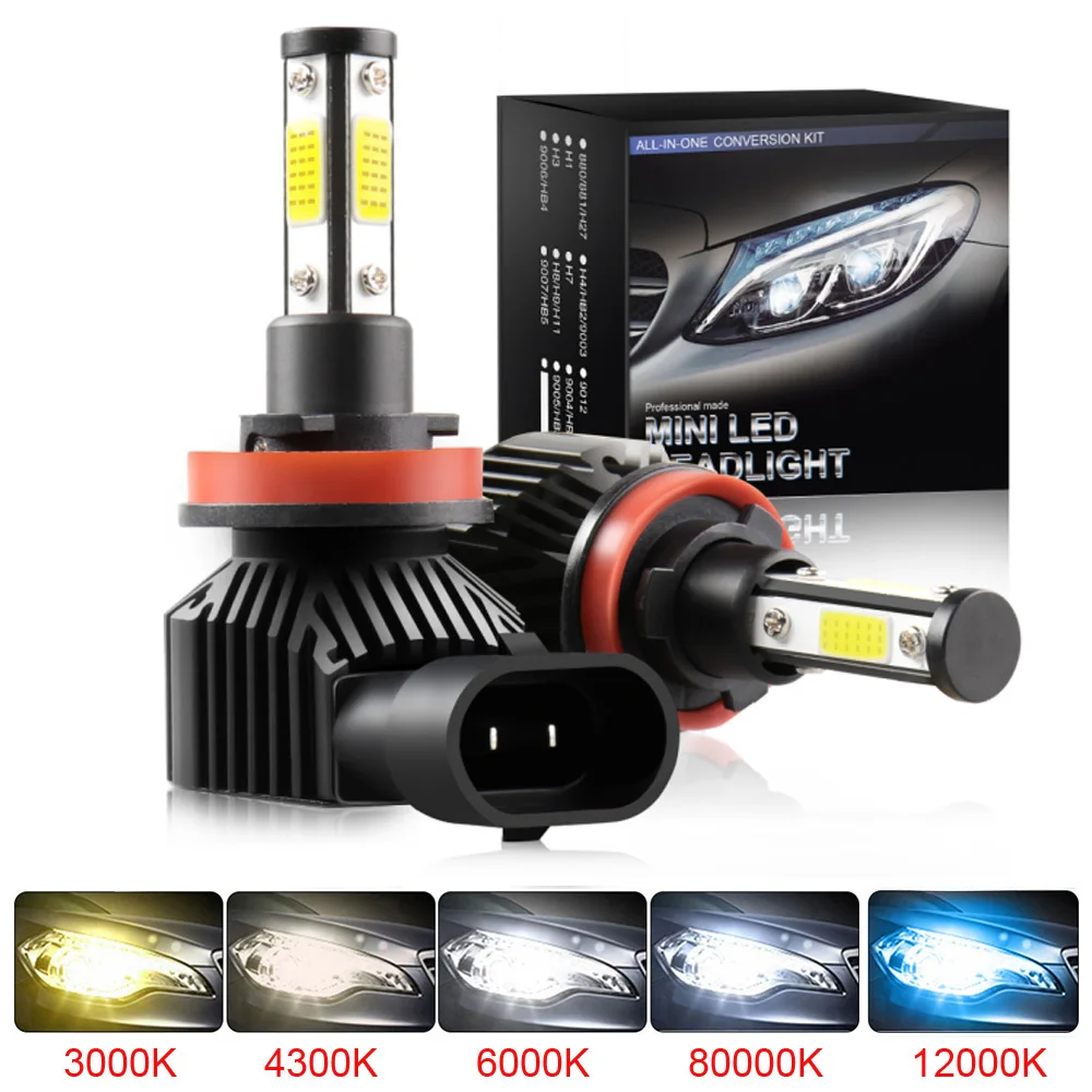 Светодиодные мини фары Turbo автомобильные H7 H4 H11 H1 H8 H9 9005 HB3 9006 HB4 9012 противотуманные